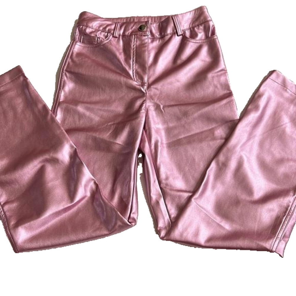 House of Harlow 1960 NWOT Metallic Pink Liquid Foil Vegan Leather Pants size 0